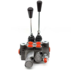 Hydraulic hand valve monoblock 2 sections 2 handles last spool 4 positions 13