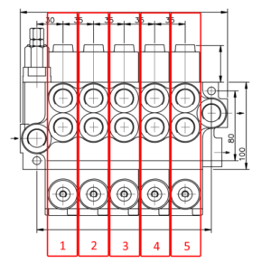 5 spool hydraulic monoblock directional valve sections